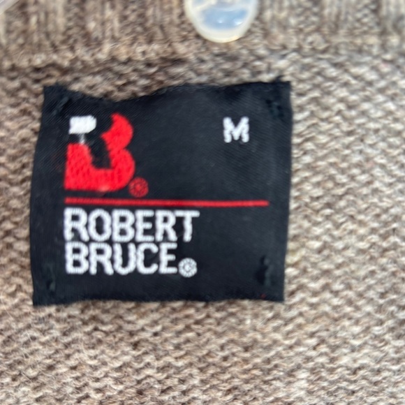 VTG Robert Bruce Sweater Vest Herringbone Mens Medium Tan Brown Gray Made In USA - Picture 13 of 13